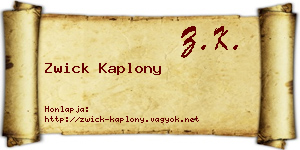 Zwick Kaplony névjegykártya